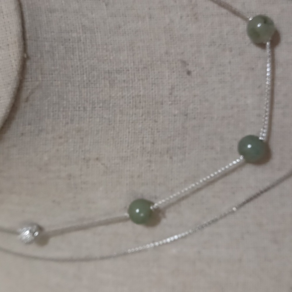 Jade of Yesteryear Jade and Silver Necklace NEW - Picture 4 of 11